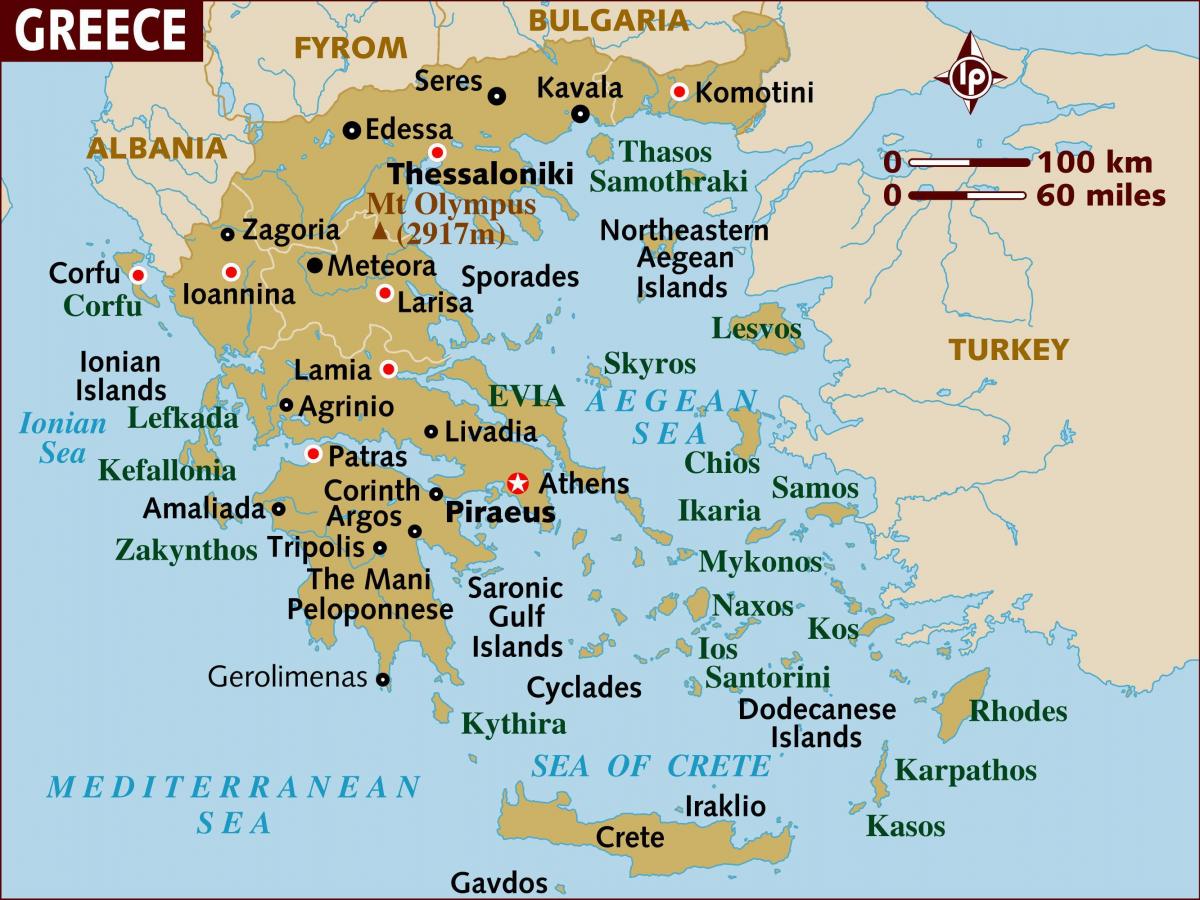 Athen auf der Karte Griechenland
