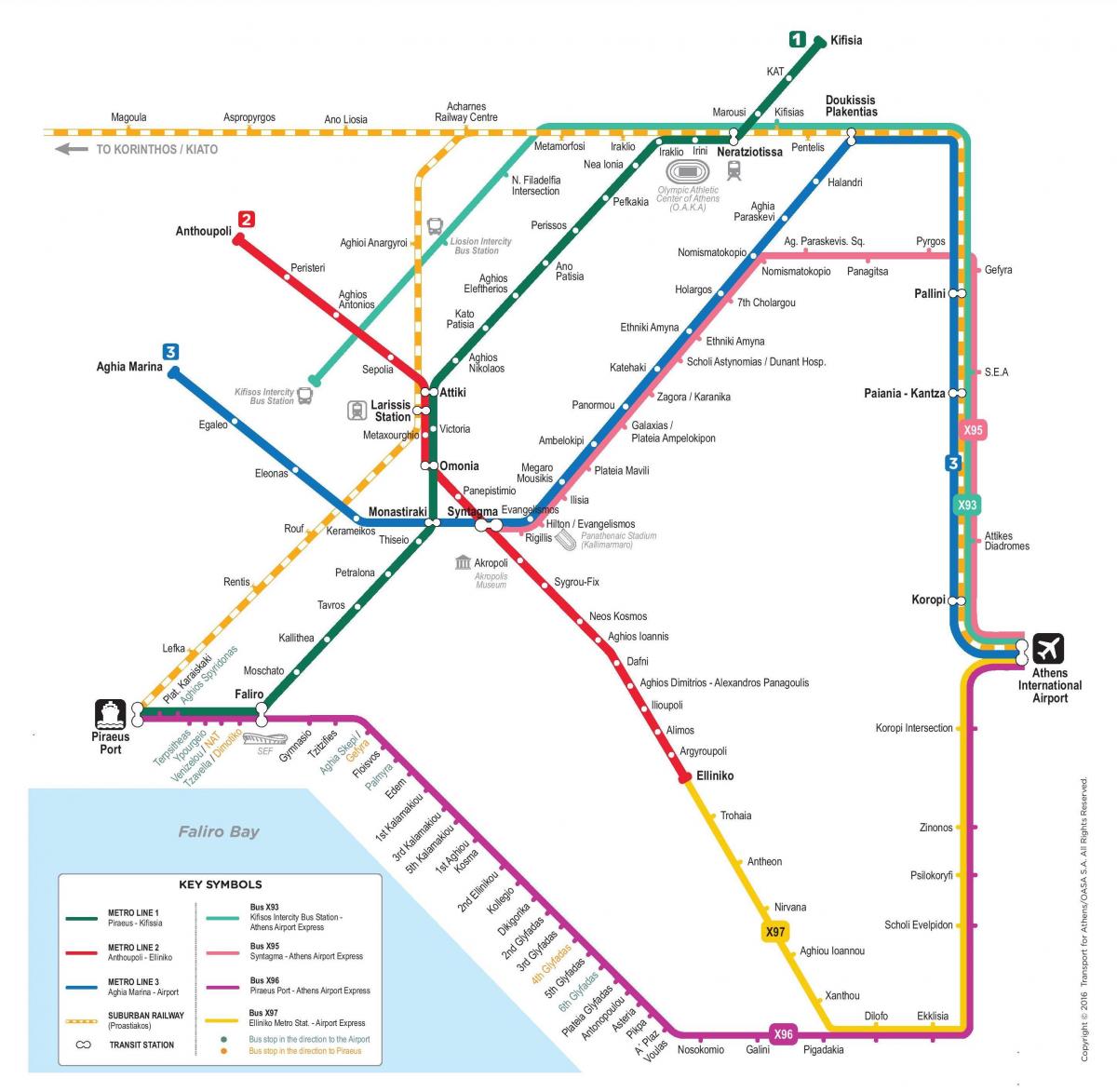 Karte der Athener U-Bahn-Stationen