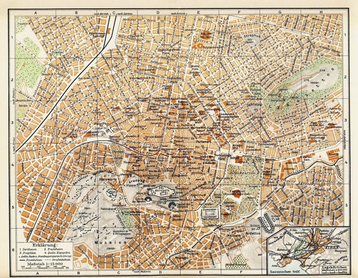 Antike Karte von Athen